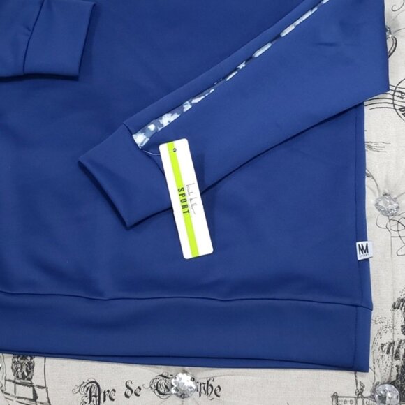 Nicole Miller Sport Scuba Striped Activewear Crewneck Sweatshirt - Picture 3 of 5